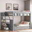 Lit superposé convertible avec escalier de rangement, table de chevet et 3 tiroirs-1144071500