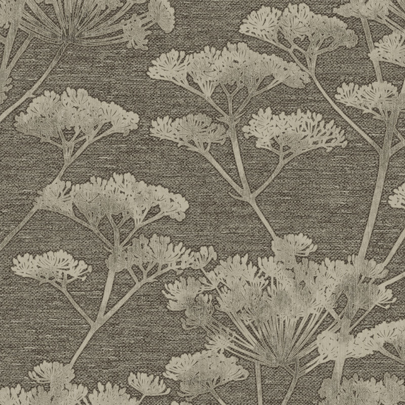 Floral Metallic Wallpaper Double Roll, Taupe/Gold