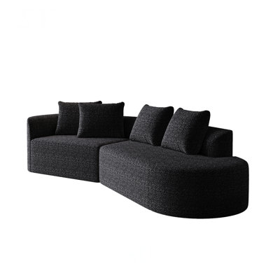 Modern Upholstered Oversized Sectional Sofa, 112-Inch Chenille 4-Seater Extra Deep & Wide Seat Curved Cloud Couch with 4 Throw Pillows, Free Combinati