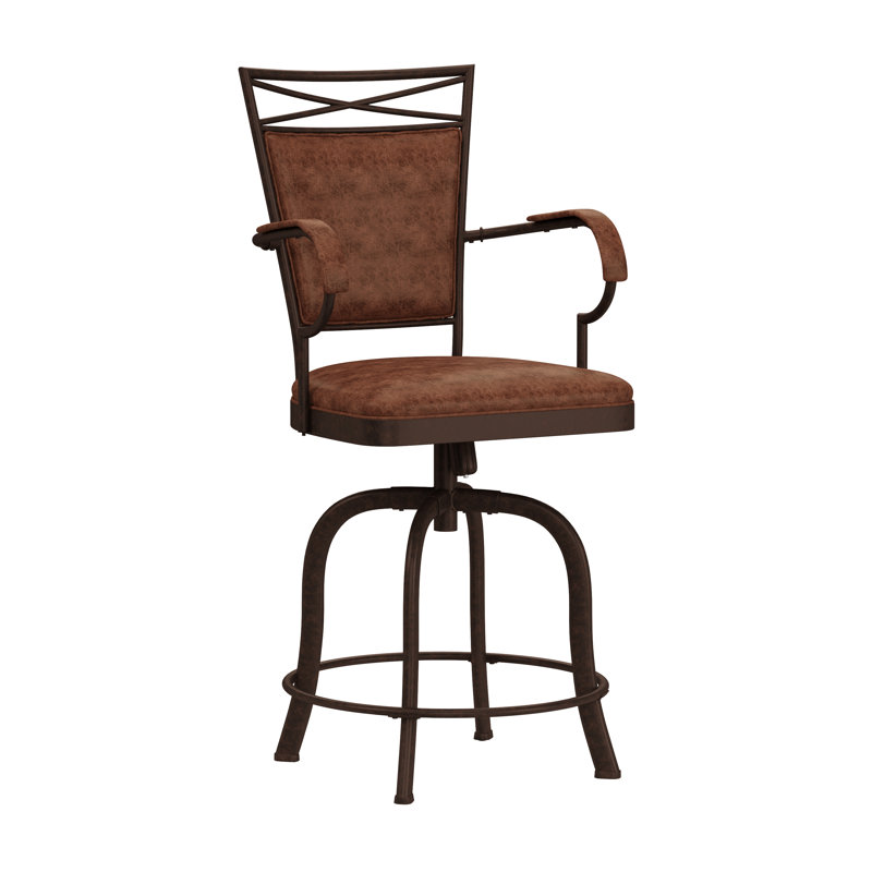 Tabouret pivotant Kazuho, Tabouret de comptoir avec siège d'une hauteur de , Brun patiné