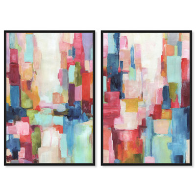 Symphony Colors Set Canvas Print Pink Abstract Art Set by Art Remedy, Black Frame, 10 x 15