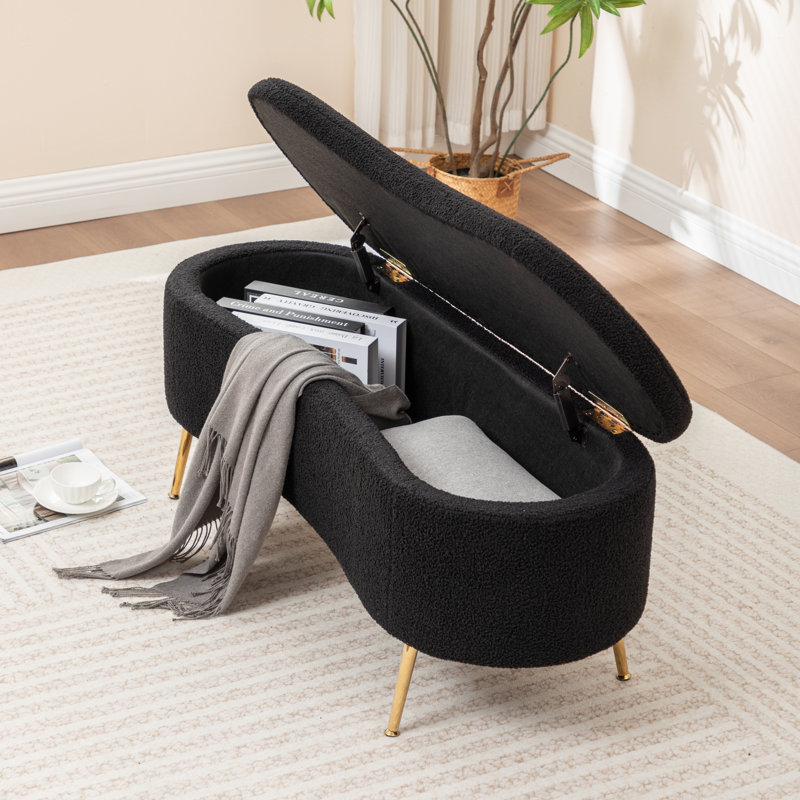 Kaybree Upholstered Storage Bench, Black