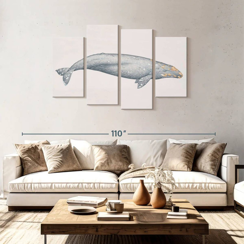 Baleine grise, H 48 po x l 75 po