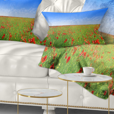 Coussin Poppy Meadow - paysage imprimé