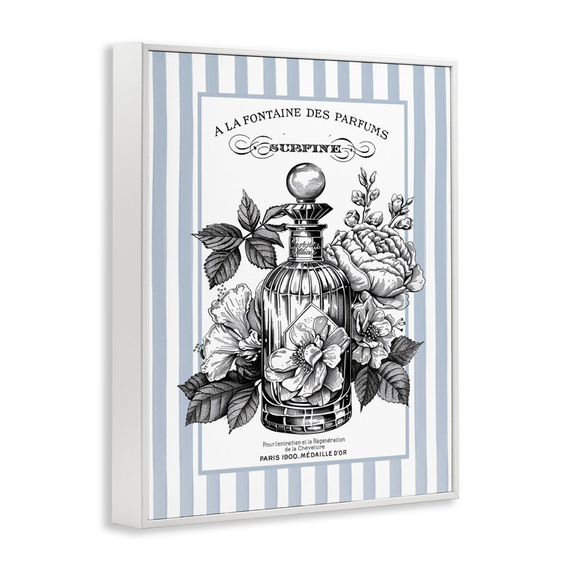 Giclée française à motif de bouteilles, encadrée de lettres et de lignes, H 14 po x l 11 po