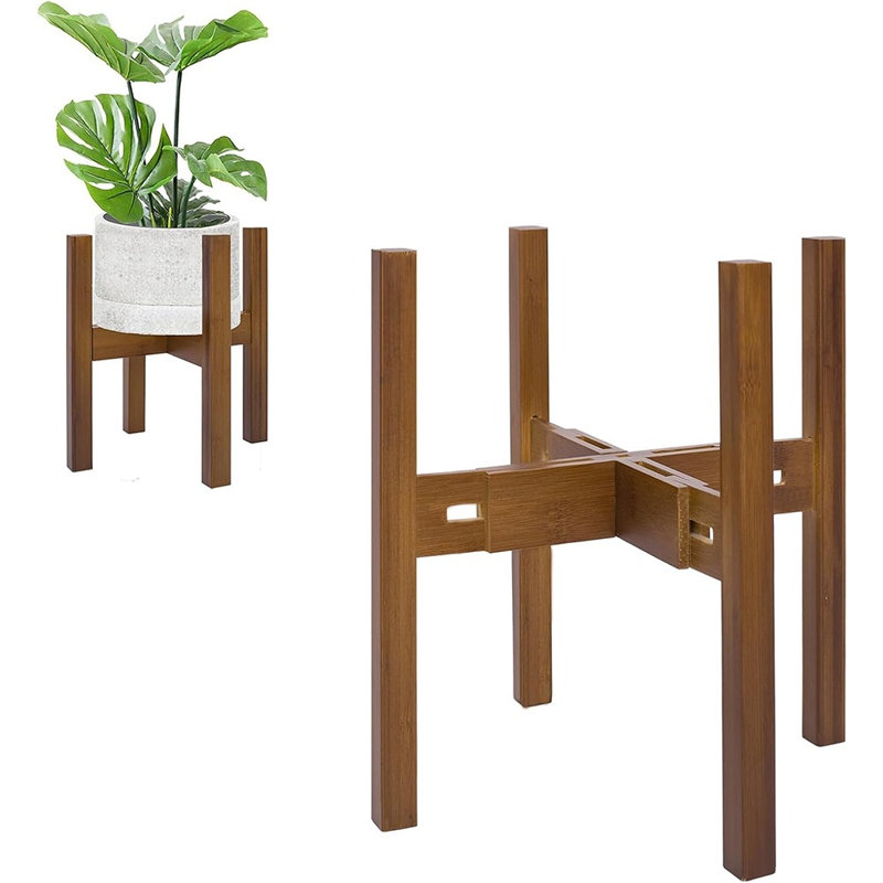 Support réglable pour plante en bambou - Support pour pot de fleurs d'intérieur moderne