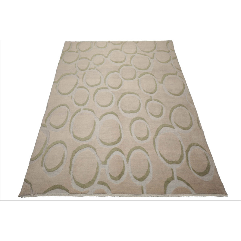 8'9''x11'11" Grey Hand Knotted Sculpted Modern Oushak Wool Area Rug