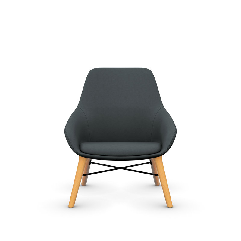 Fauteuil rembourré Lilly de 9 à 5 places Lilly, Revêtement en polyester gris, Érable
