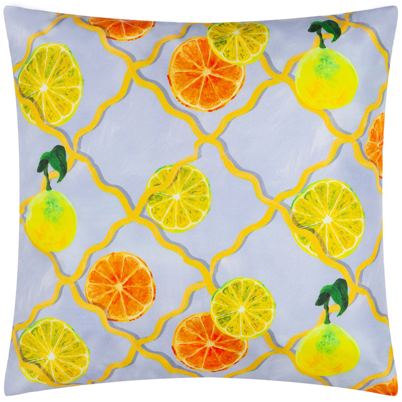 Citrus Trellis Indoor / Outdoor Geometric Blue Square Cushion, Polyester