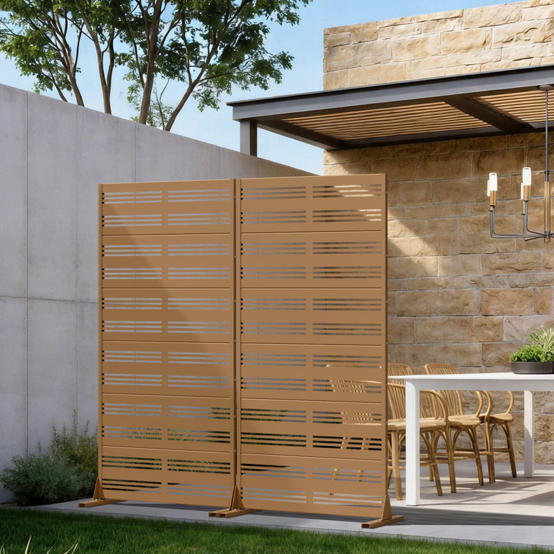 Panneau de clôture en métal pour l'extérieur, H 72 po x l 35 po x P 16 po, Brun