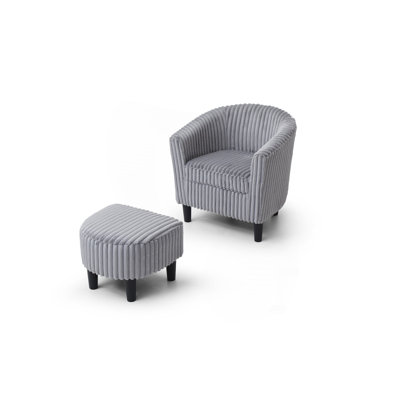 Barrel Chair Ottoman , White