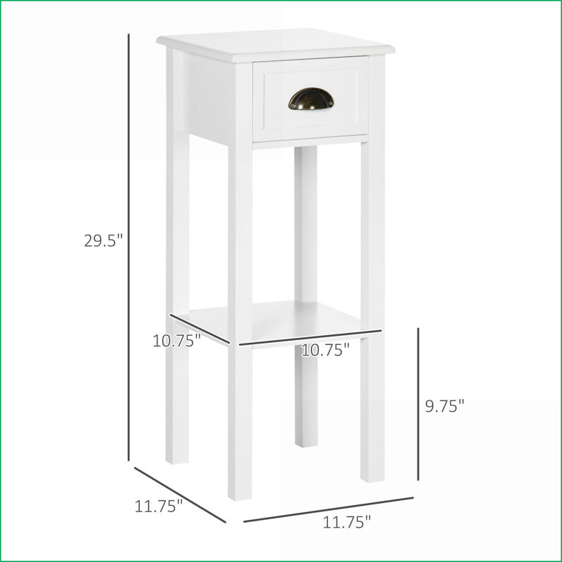 Table basse blanche à 2 niveaux avec tiroir & amp; Tablette - Rangement peu encombrant pour le salon / la chambre à coucher