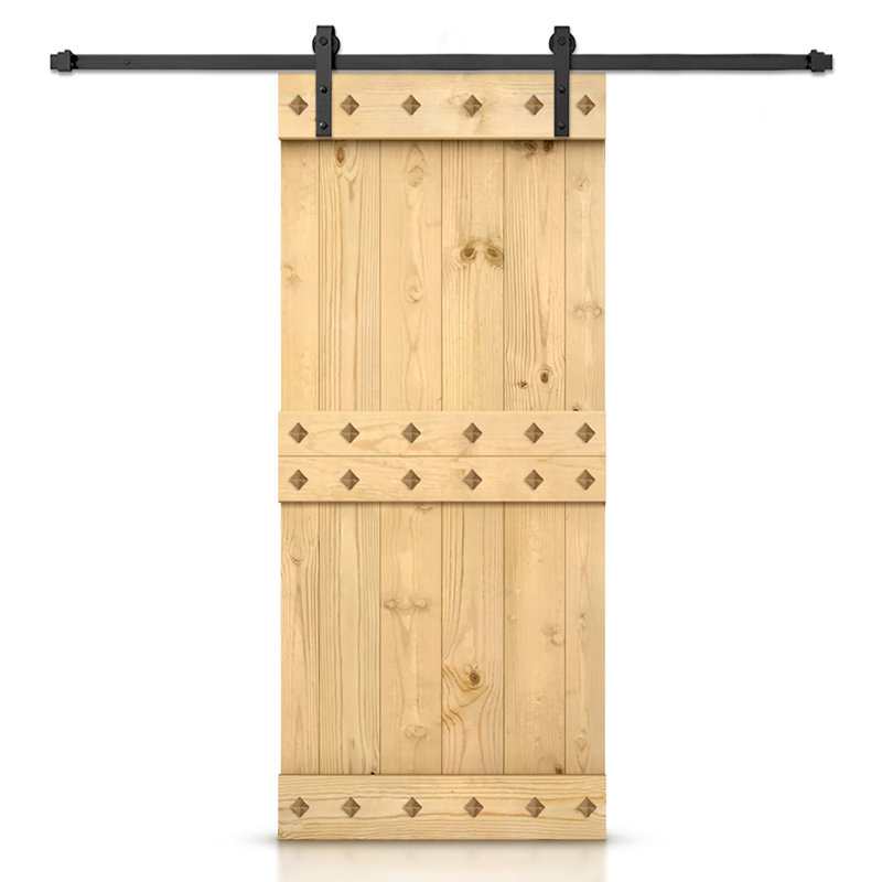 Porte de grange en bois à panneaux avec trousse de quincaillerie d'installation, Sans finition, 38 po x 84 po