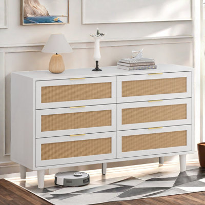 rattan dresser Boho Chic 6-Drawer Dresser | Natural Oak & Walnut Storage main image 0