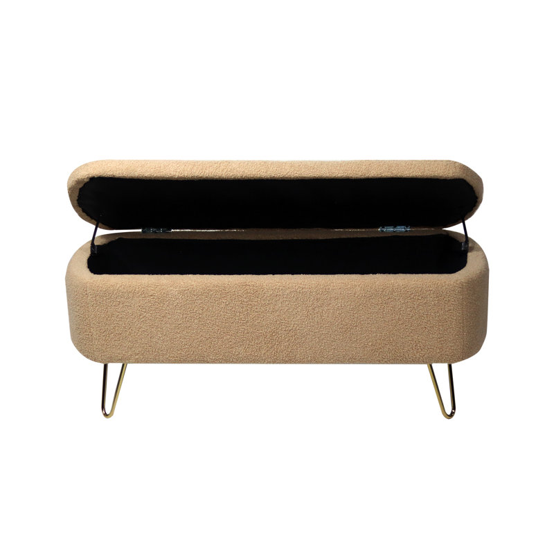 Banc de rangement en fausse fourrure Camel