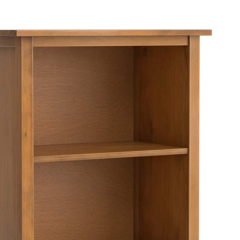 Warm Shaker 72"H Solid Wood Transitional 5-Shelf Bookshelf with Adjustable Shelves and Tapered Legs, Brown