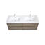 Meuble-lavabo mural 60 po avec lavabos doubles, meuble de rangement flottant pour salle de bain avec comptoir en résine de pierre et tiroirs à fermeture en douceur