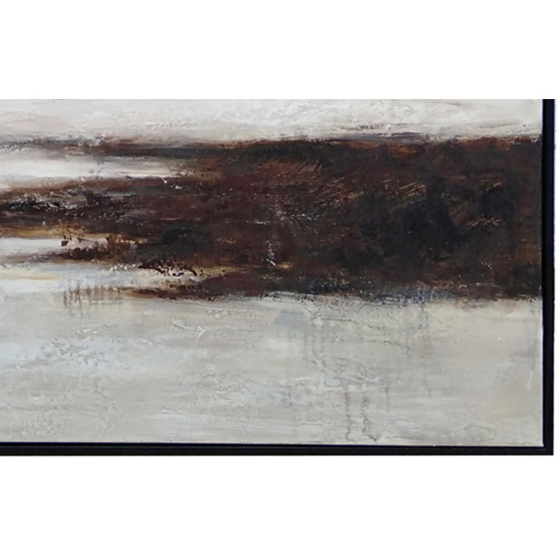 Waded Rustic Neutral Abstract Framed Canvas Wall Art