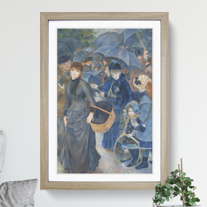 The Umbrellas by Pierre-Auguste Renoir - Picture Frame Painting, 65cm H x 48cm W x 2cm D, Oak