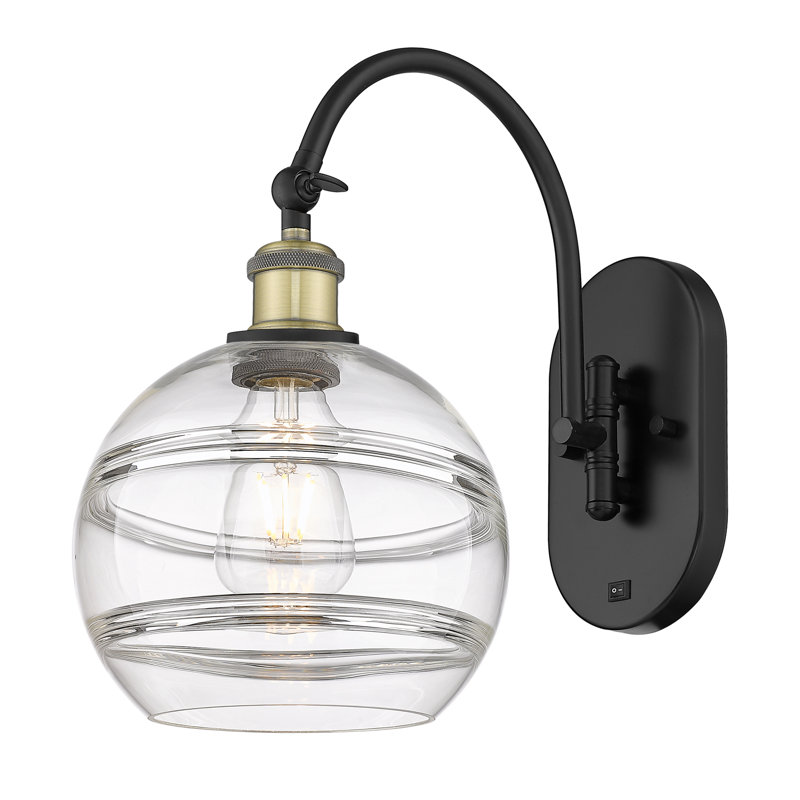Chartoff Steel Armed Sconce, Black Antique Brass, Clear