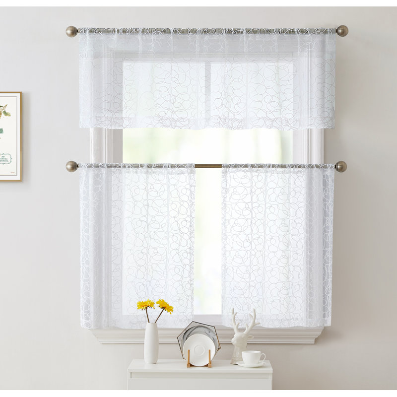 Ketaki Abstract Tailored Window Valance, Off White
