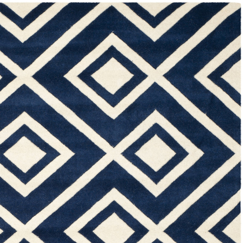 Hunterdon Geometric Wool Hand Woven Area Rug, Rectangle 122 x 183 cm