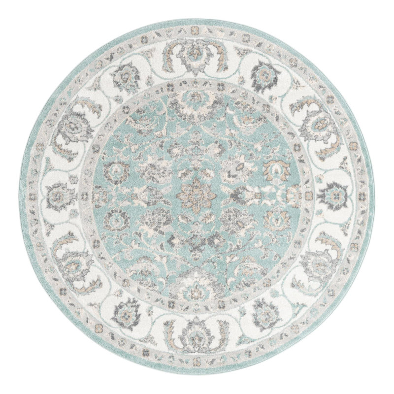 Tapis oriental bleu / gris Hilley, Rond 7 pi