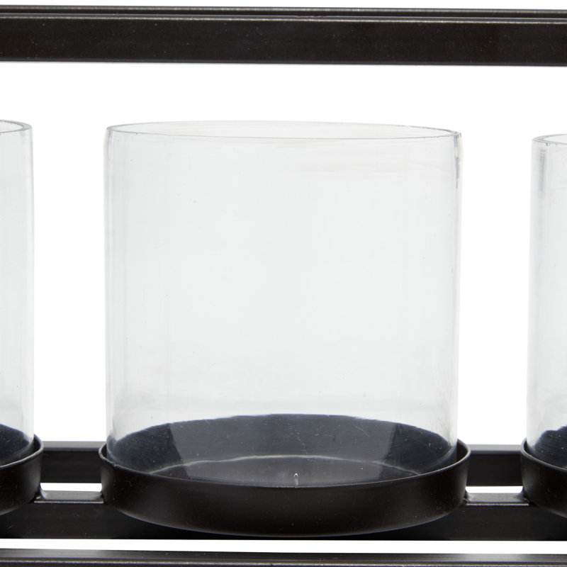 Metal 4 glass sleeve candelabra Galya, H 5 po x l 18 po x P 5 po, 4