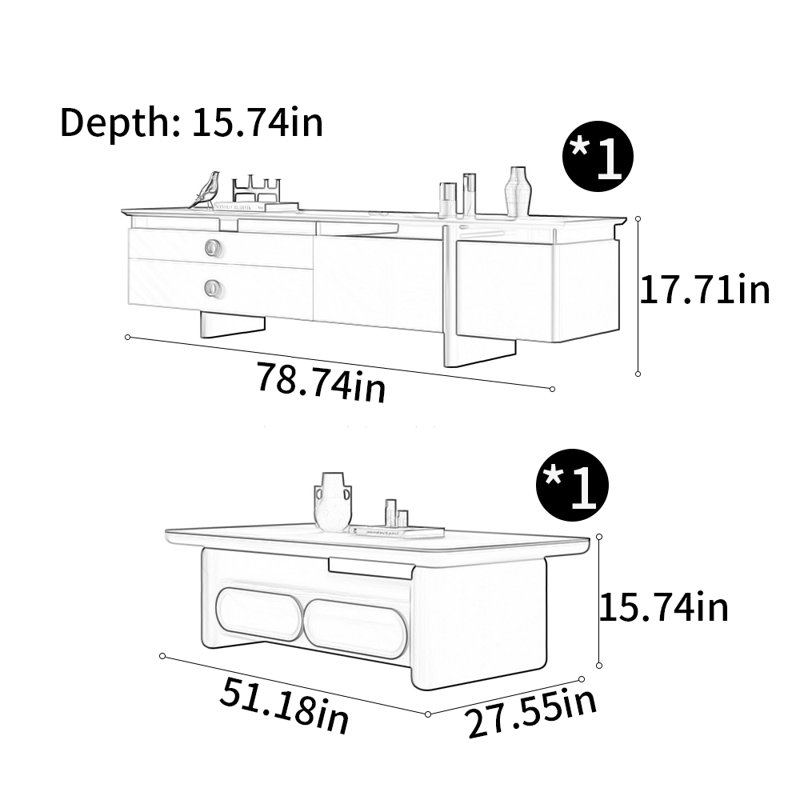 Home TV stand coffee table combination