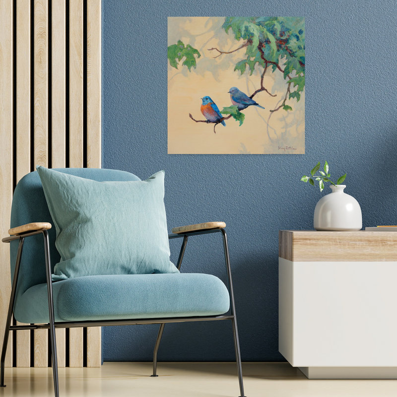 Oiseaux bleus ensemble, art contemporain de la faune, H 18 po x l 18 po