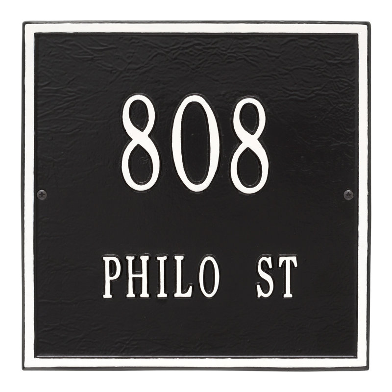 Plaque d'adresse murale sur 2 lignes, Noir et blanc, Oui
