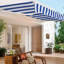 Dakota Fields 250cm W x 200cm D Polyester Blue/White Cover Retractable Window Awning