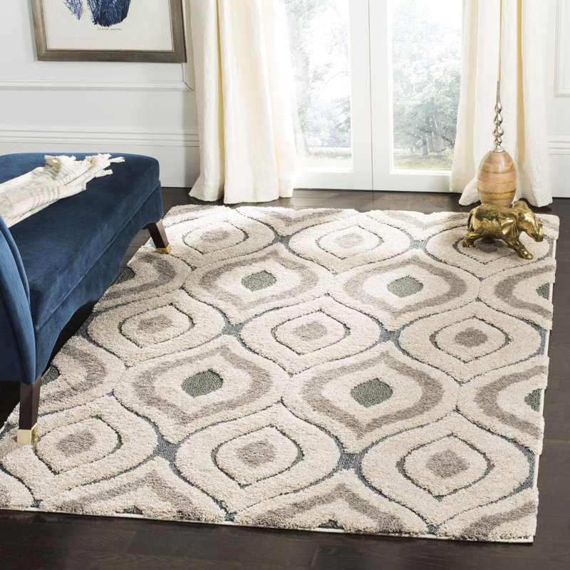 Tapis crème / bleu clair Bryer, Rectangle 8 pi 6 po x 12 pi