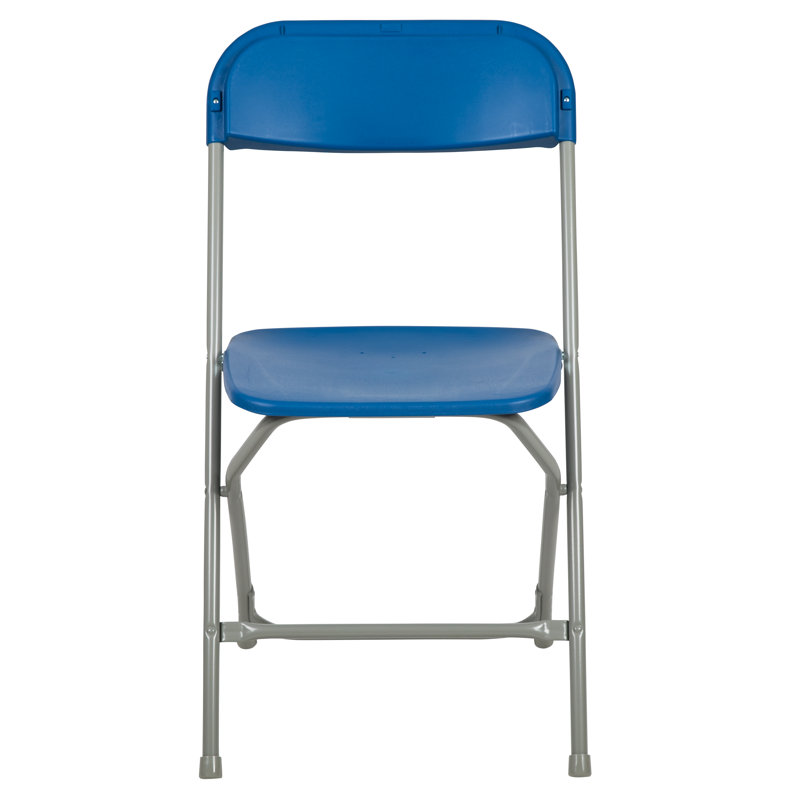Premium Plastic Folding Chair, Blue/Grey