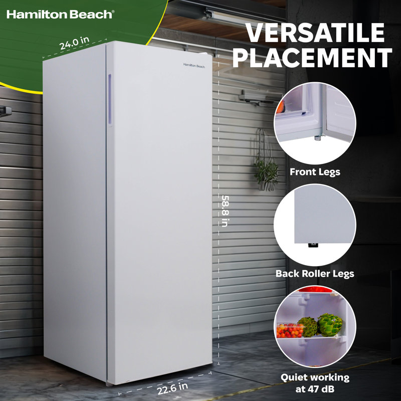 Hamilton Beach, 6.8 Cu. Ft. Upright Convertible Refrigerator/Freezer, White