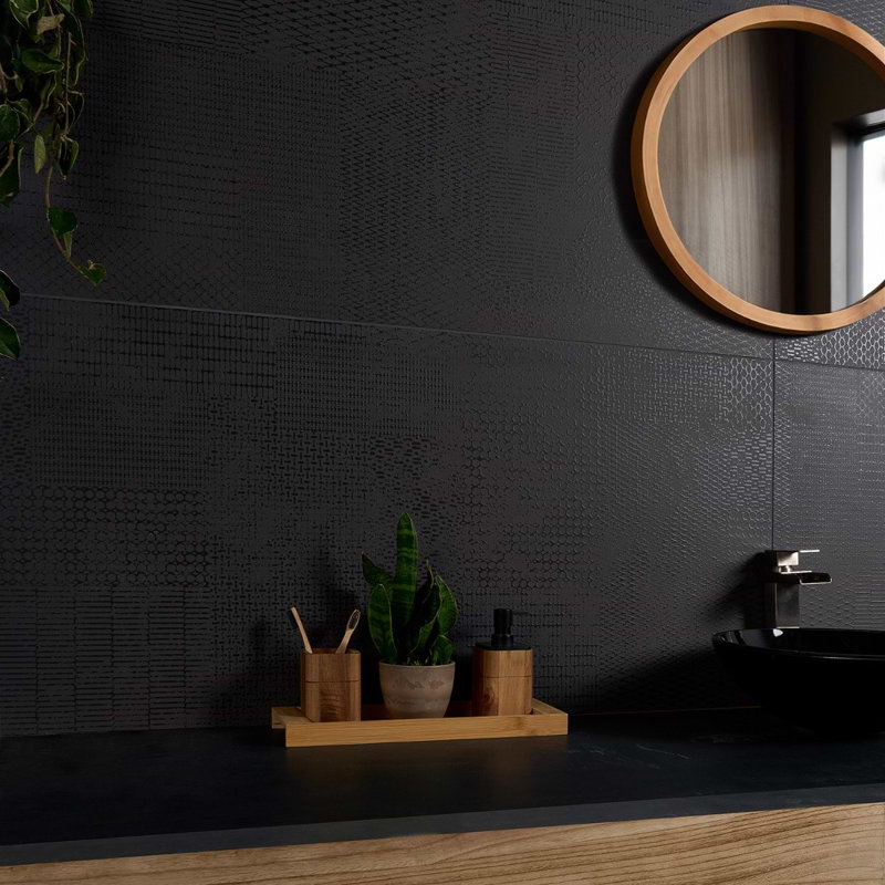 Prints 24x48 Matte Porcelain Tile, Antracite Black