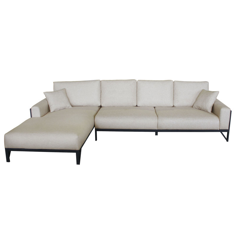 Canapé modulaire 2 pièces rembourré, Mélange de polyester crème