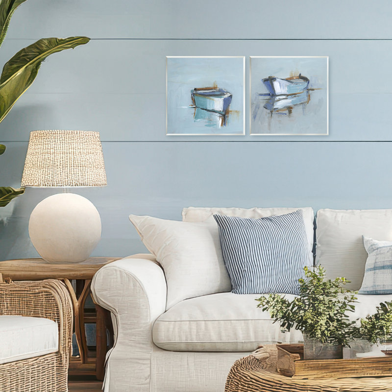 Ensemble de 2 plaques murales Calm Boat Reflection, par Ethan Harper