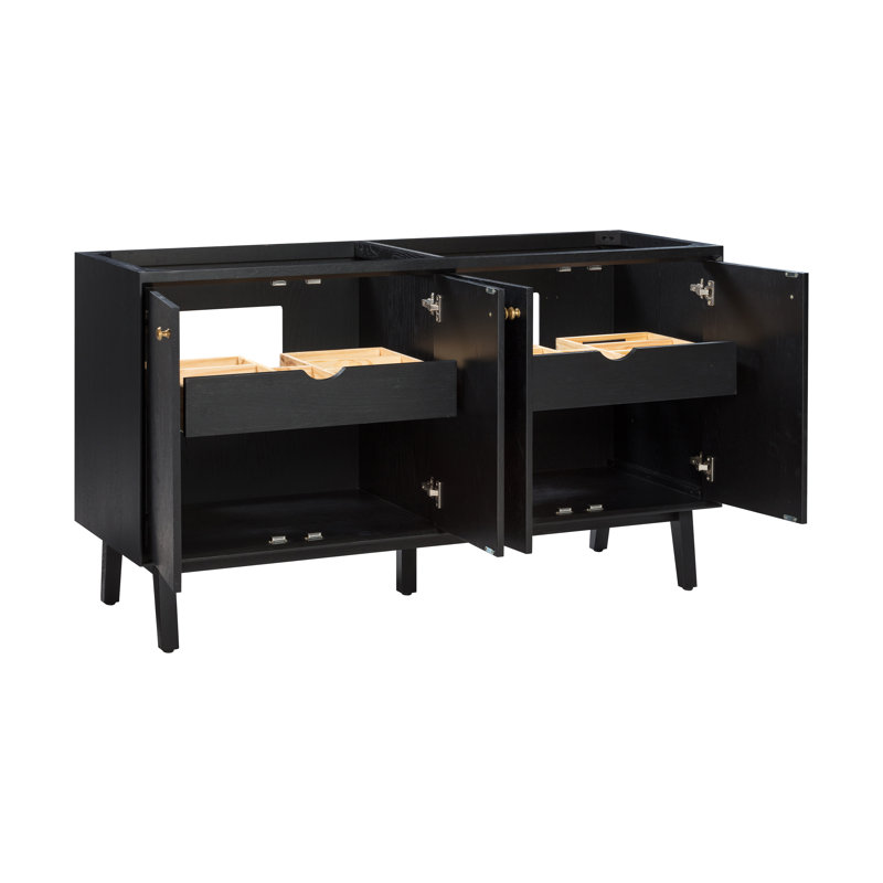 Adele 60'' W Double Bathroom Vanity Base, Black