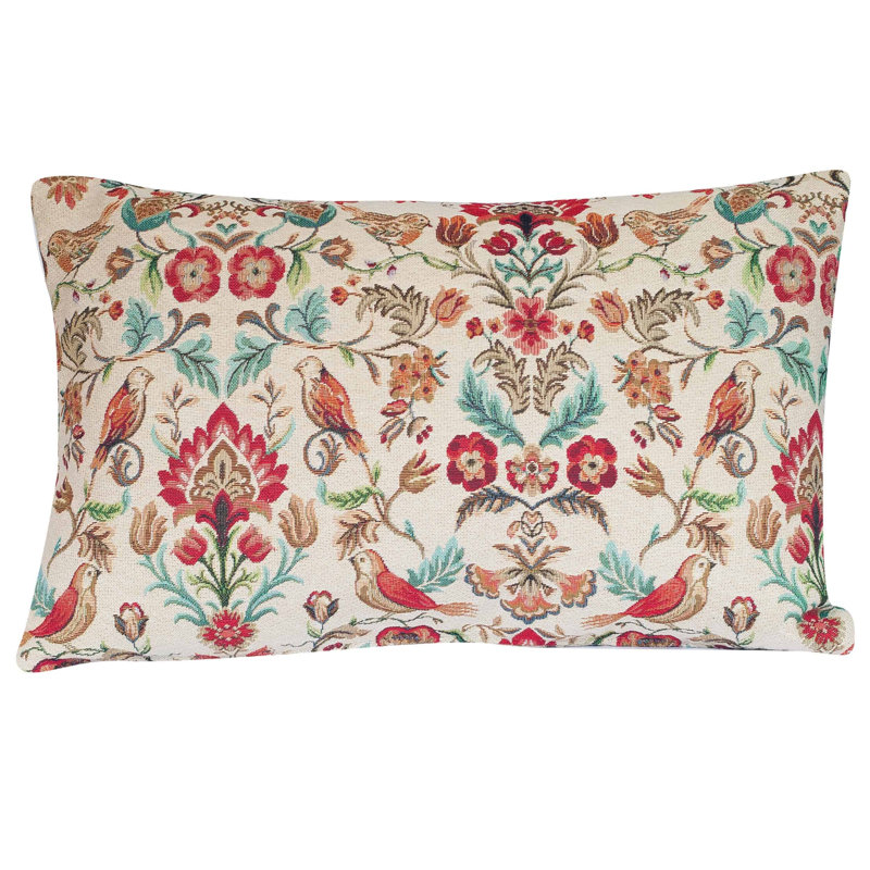 Morris Style Bird Garden Tapestry Cushion, 58x38cm, Cover only