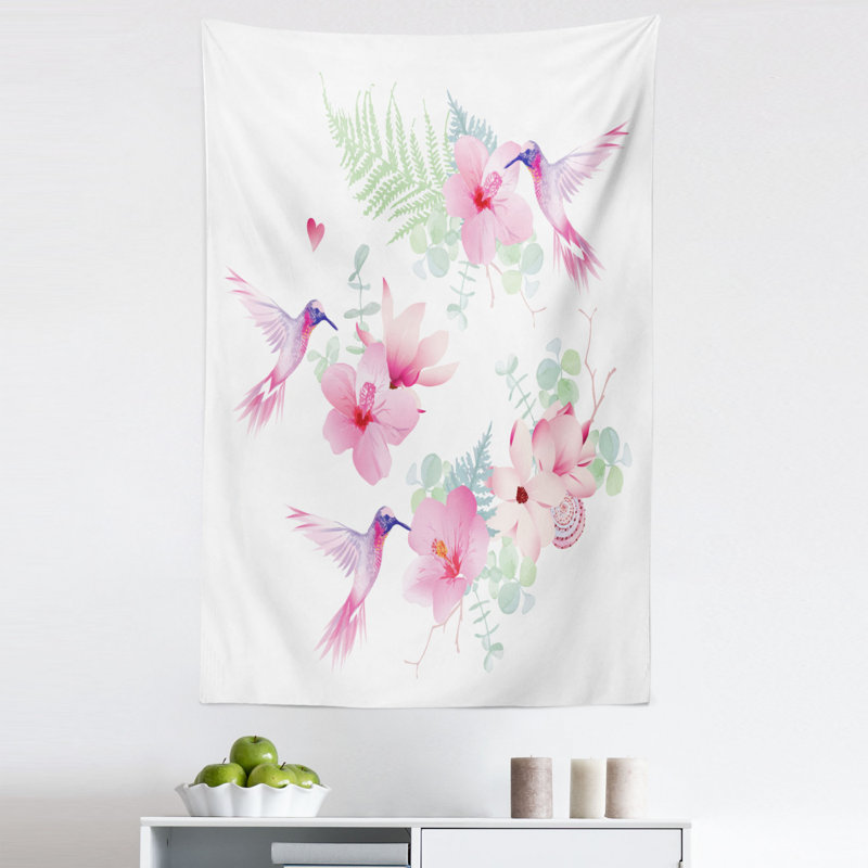 Tropical Summer Flying Avian Animal Tapestry, 114.3cm H x 76.2cm W