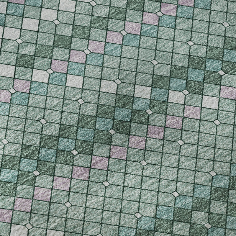Premium Machine Washable Elize AMF1436 Lattice Rug, Rectangle 10' x 14'