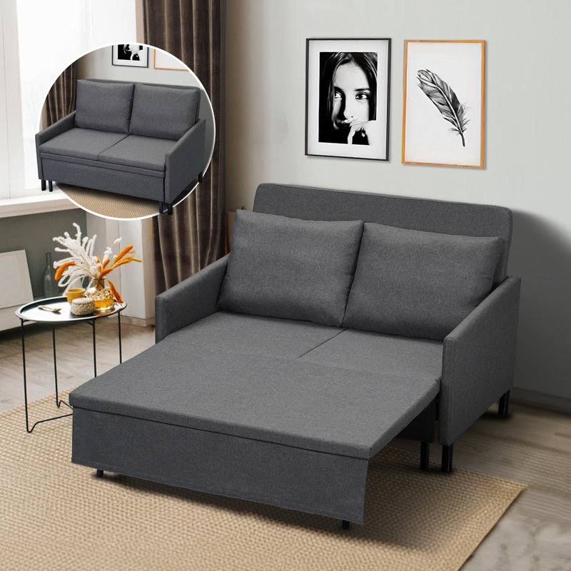 Canapé-lit 50,4 po Rakki, 100 % polyester gris