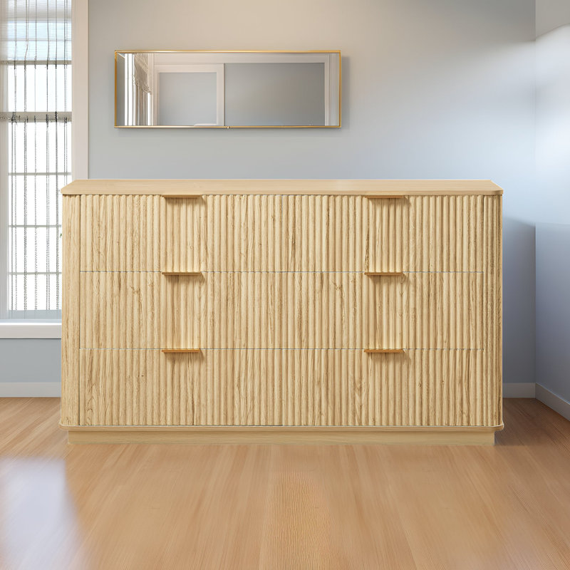 Commode 6 tiroirs 55 po, Chêne