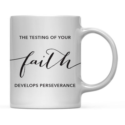Modern Black Christian Bible Verses 11Oz. Coffee Mug Gift, James 1:3: Because You Know That The Testing Of Your Faith Develops Perseverance., 1-Pack
