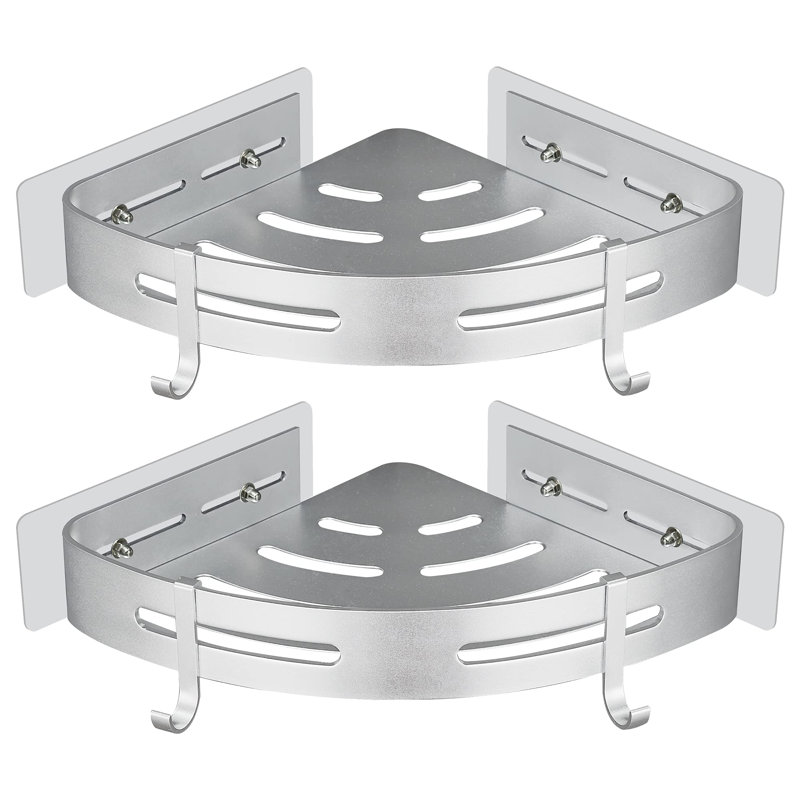 New City Adhesive Mount Shower Shelf, Silver
