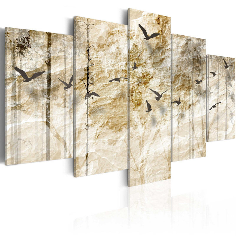 Papier forêt sur toile, reproduction de 5 pièces, H 40 po x l 80 po x P 0,7 po
