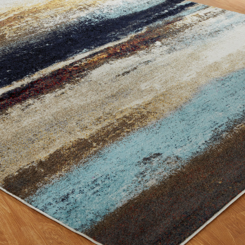 Zakrzewski Abstract Area Rug in Blue, Rectangle 2' x 3'