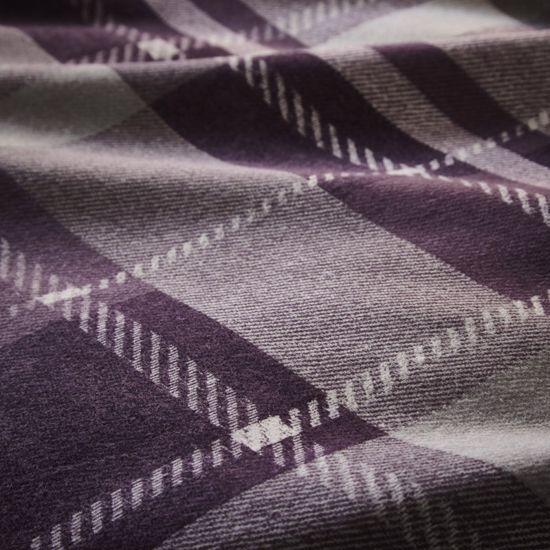 Plaid Duvet Cover Set with Pillowcases, Kingsize - 2 Standard Pillowcases, Plum