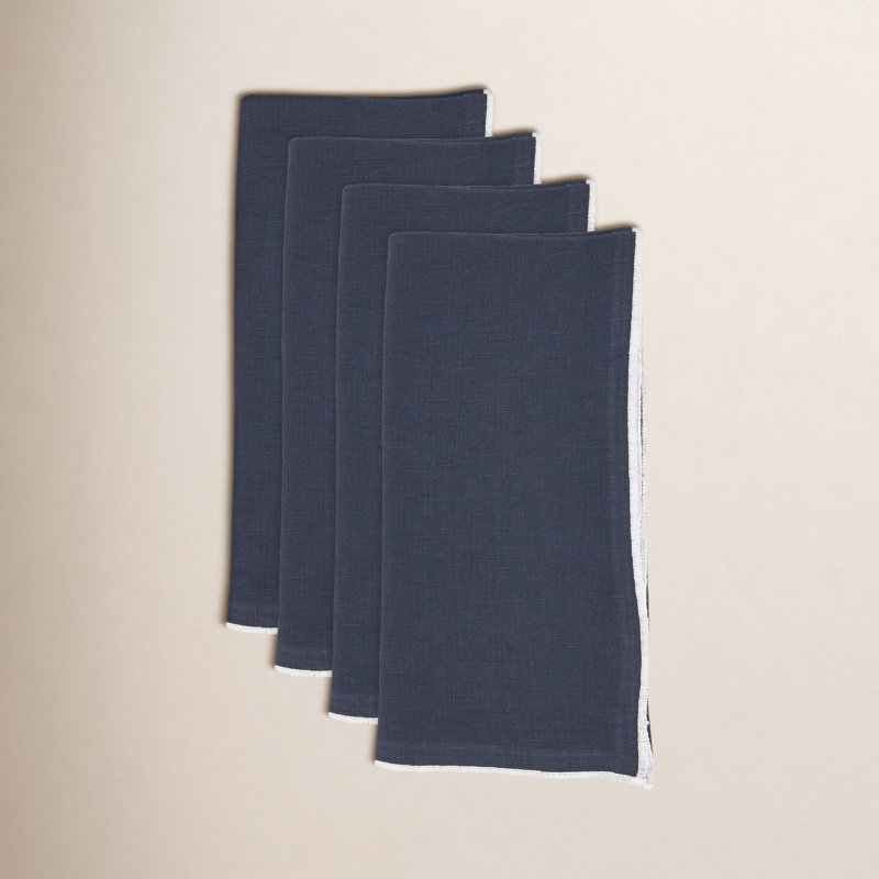 Dartmouth Linen No Pattern Square Napkin, Midnight Blue